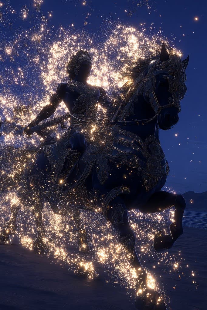 Night ride — golden sparks